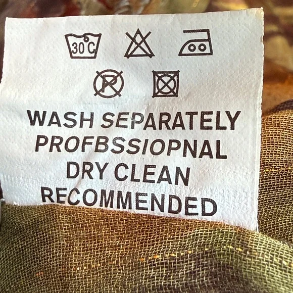 Lise P Paris Sheer Crinkle Button Front Blouse T3 Olive Floral Metallic - Picture 7 of 7